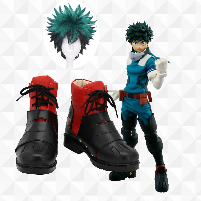 

Anime My Hero Academia Boku no Hero Academia Midoriya Izuku Deku Cosplay Costume Battle Suit Men Jumpsuit Halloween Wig