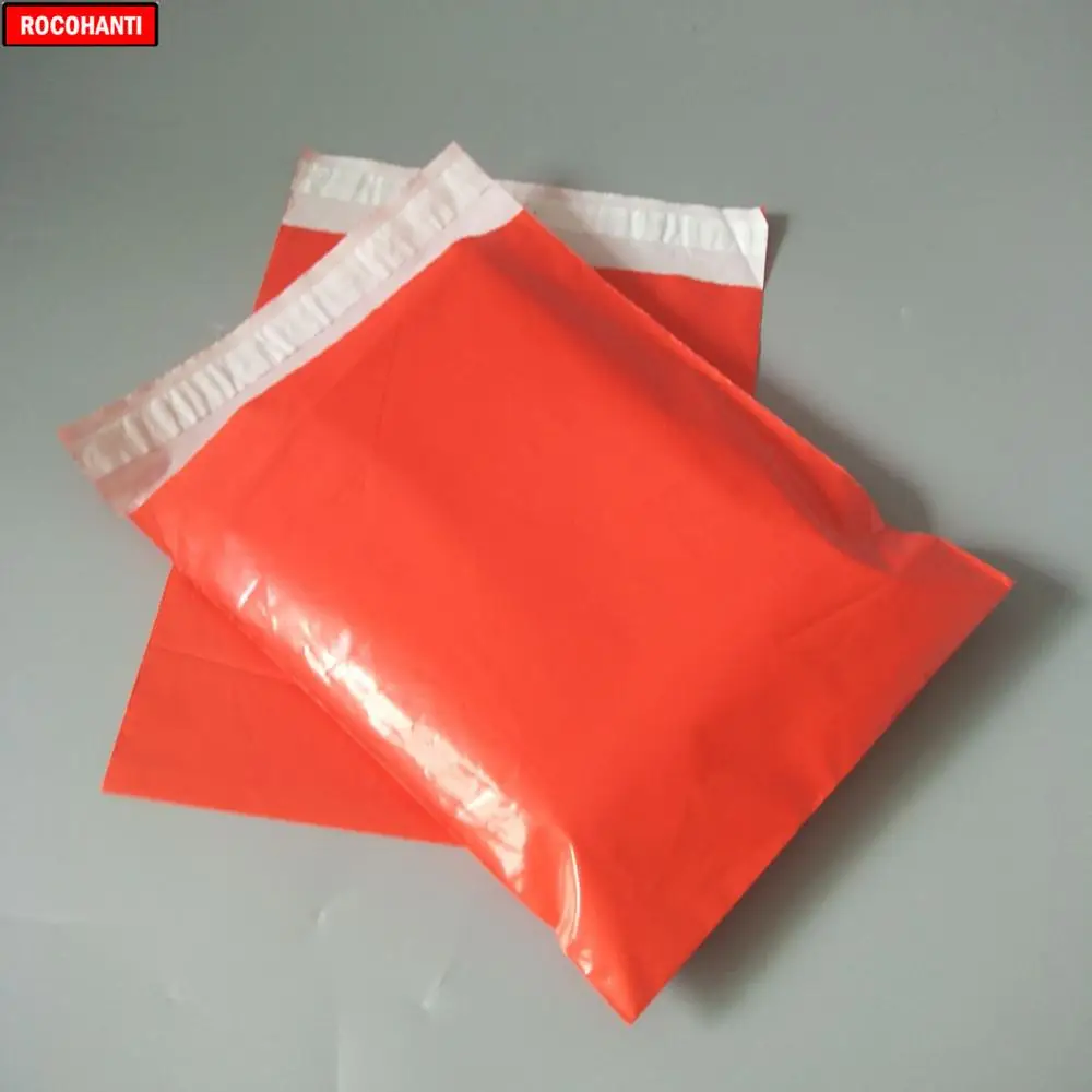 100X заказной логотип напечатанный толстый красный полиэтиленовый пакет поли