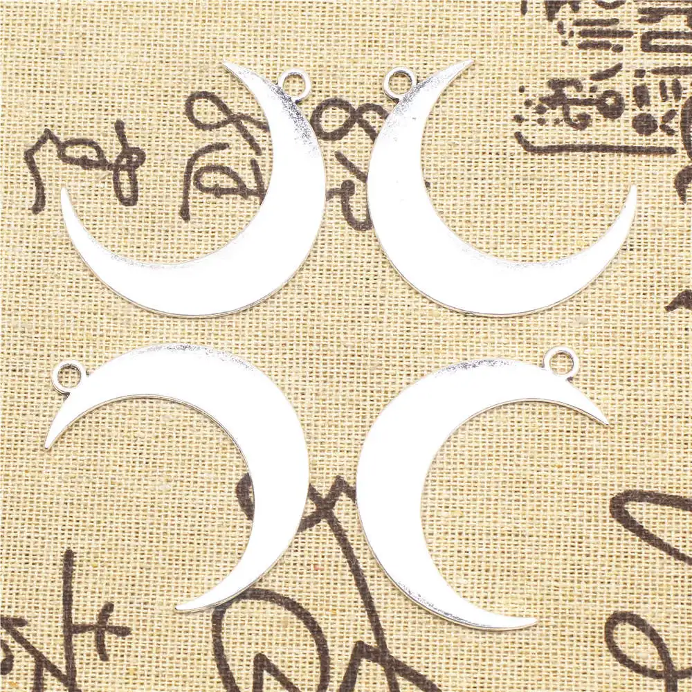

Jewelri Charm 33x44mm Moon Charms Antique Silver Color 3pcs