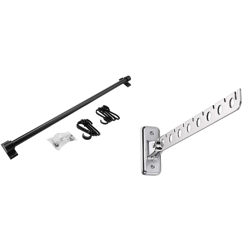 

Folding Wall Mounted Clothes Hanger, Clothes Hook with 10 Hooks Wall Hanging Rail Rack Wall Mounted Hanging Shelf