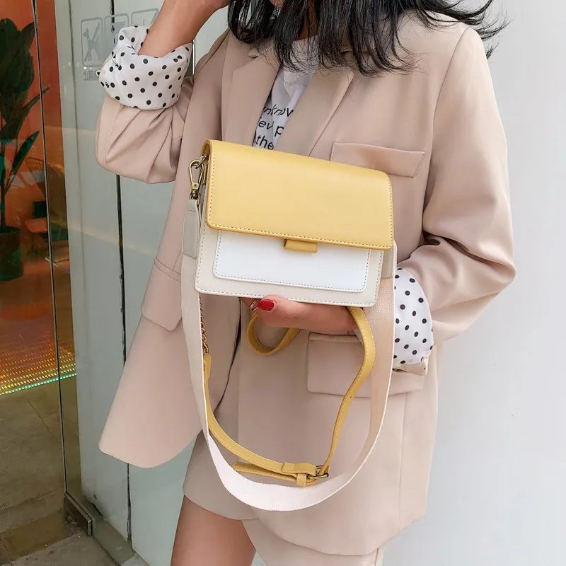 Роскошные кожаные сумки через плечо контрастного цвета для женщин брендовая сумка модная сумка через плечо женская сумка через плечо