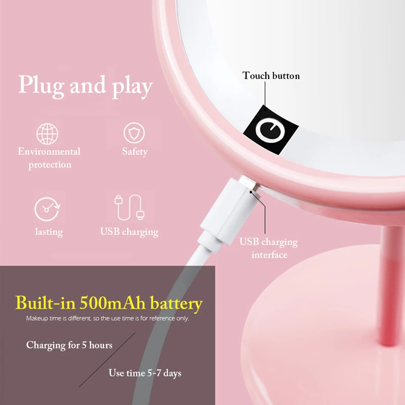 Корейское металлическое зеркало для макияжа Туалетные Зеркала настольная