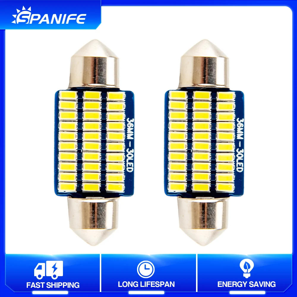 

Spanife Festoon CSP LED Bulbs 36mm Super Bright Car Dome Light 3014 30SMD Canbus No Error Auto Interior Reading Lamps