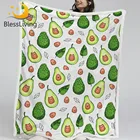 Пушистое одеяло с авокадо для детей, одеяло с мультяшным рисунком, одеяло с зелеными фруктами и листьями, одеяло в кавайном стиле