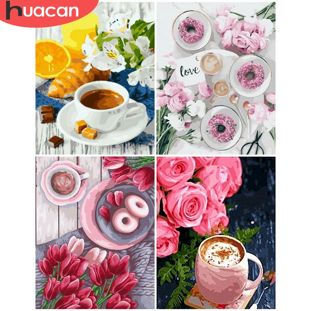 HUACAN DIY живопись по номерам еда ручная роспись картины цветок рисунок на холсте