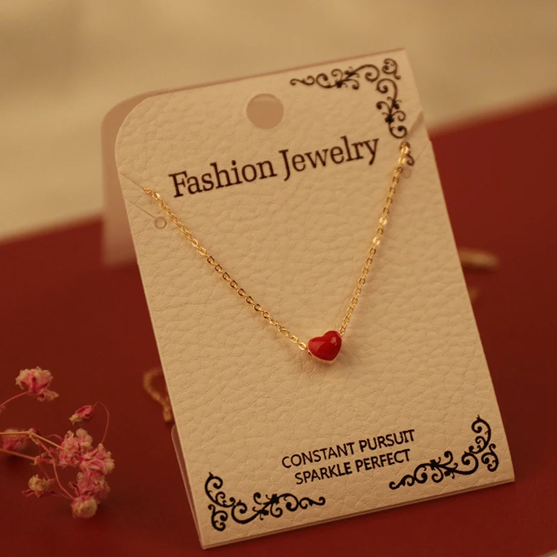 Романтическое ожерелье с подвеской в виде красного сердца золотая металлическая