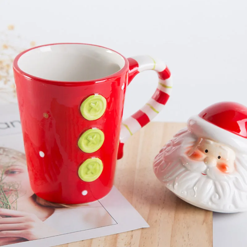 

400ml Ceramic Reindeer Santa Claus Cup 3D Cartoon Elk Snowman Christmas Cup Coffee Mug Christmas Gift Cup Party Xmas Decoration