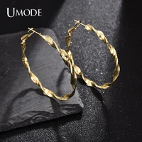 umode 2022 new double twist shape gold process design hoop earrings for women fashion earring jewelry dating party gift ue0690