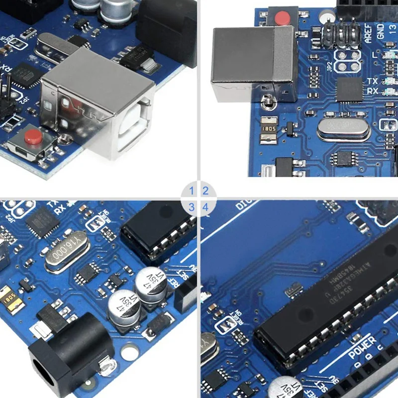 Uno R3 Atmega328P Atmega16U2 Microcontroller Development Board Compatible For Arduino Ide With Usb Cable And Transparent | Электроника