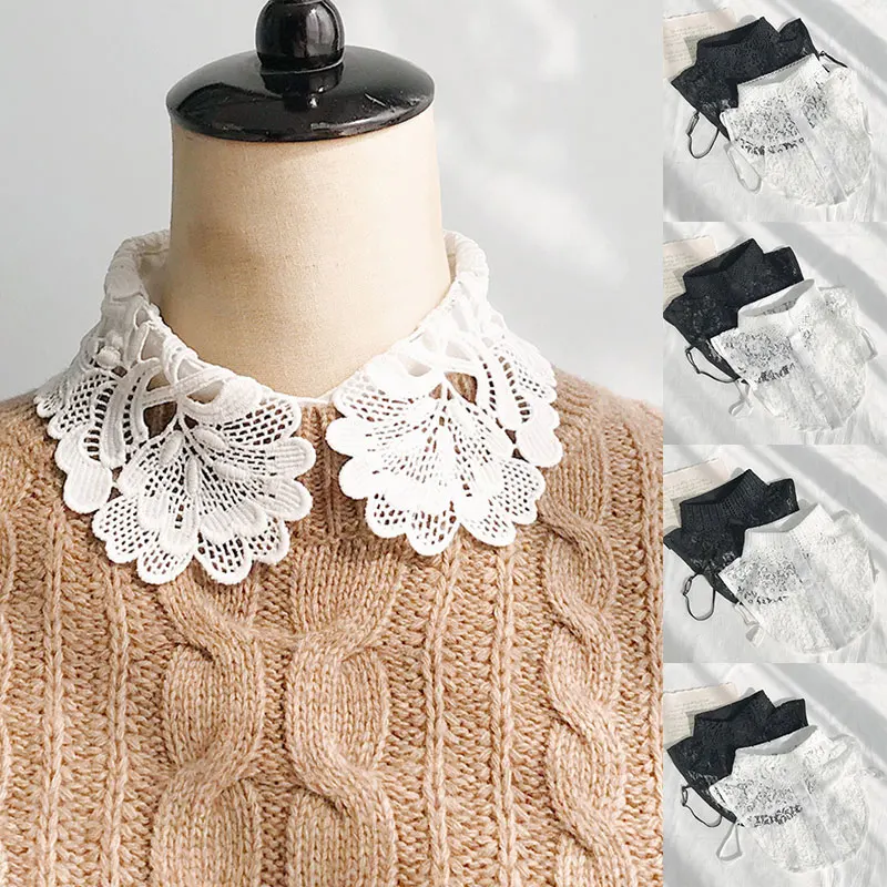 

White Fake Collar Lace Embroidered Collar Detachable Fake Women Exquisite Shirt Fake Collar Nice Decorative Clothing Accessories
