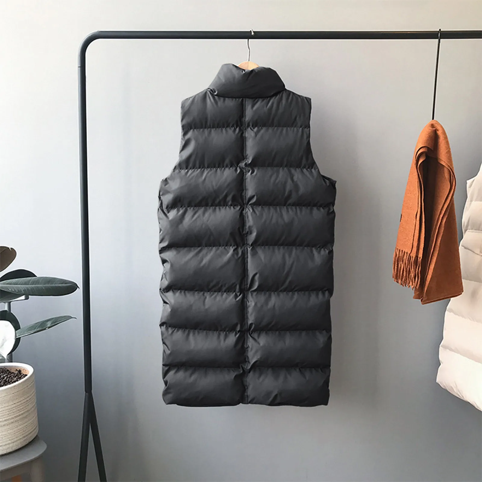 

Women's Long Winter Coat Vest Sleeveless Warm Pockets Down Waistcoat Down Jacket Fashion Casual Quilted Outdoor Jacket Tops