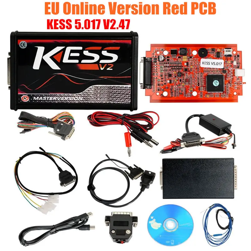 KTAG V7.020 SW2.25 KESS V2.47 V5.017 V2 версия ЕС 4LED Красный PCB ECU Инструмент для программирования KESS 5,017 K TAG 7,020 неограниченный жетон - Цвет: KESS Red Full Set