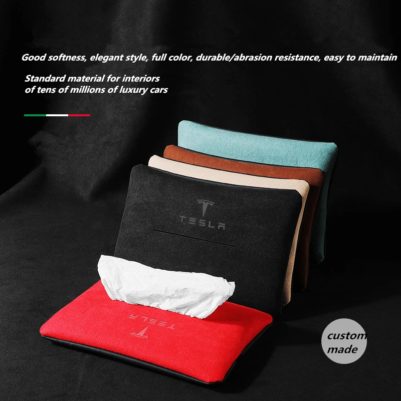 

Car Accessories Interior Tissue Boxes Decoration Napkin Box Supplies Storage Case Armrest Suitable For Tesla Model 3 4 2017 2019