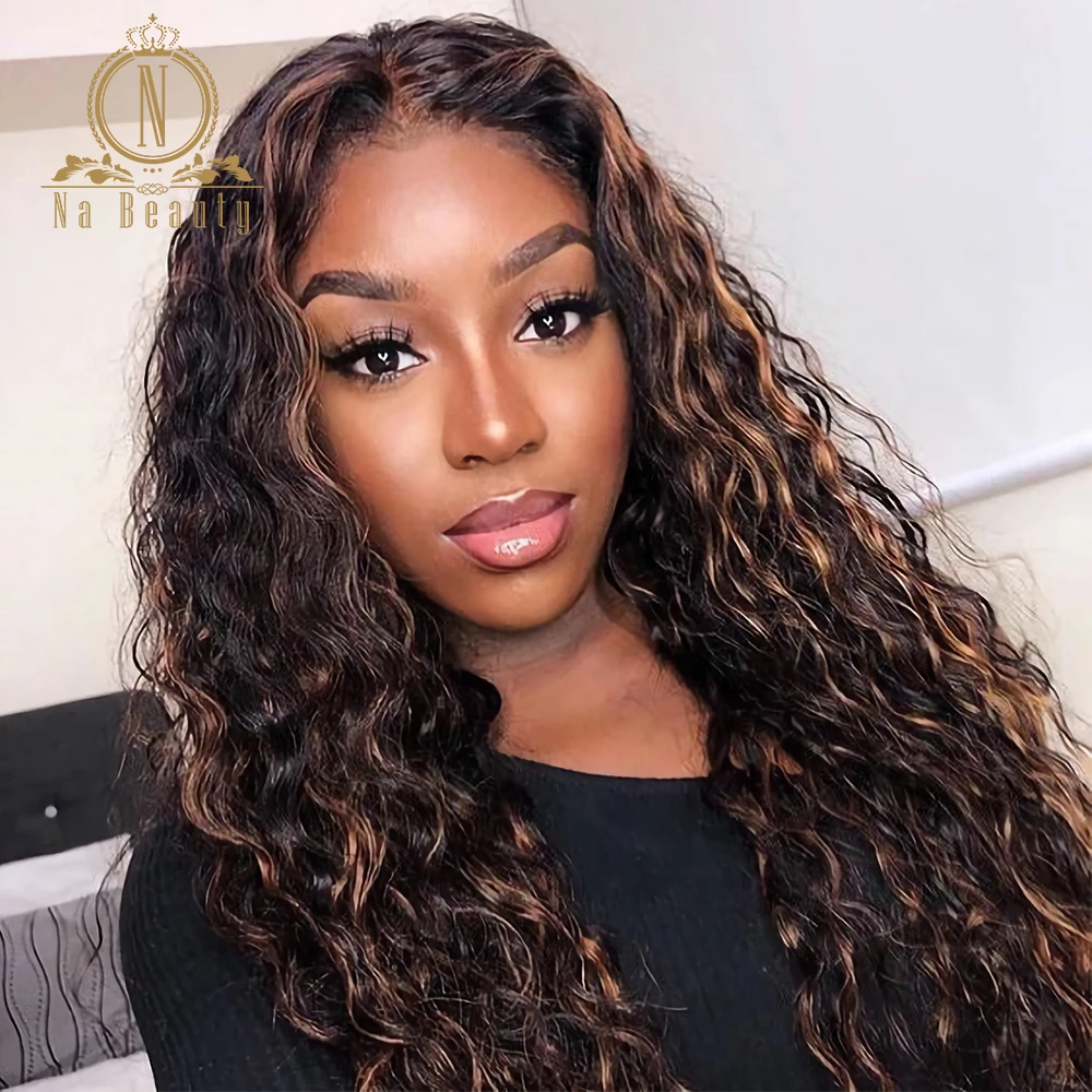 

Honey Blonde Human Hair Wig Transparent T Part Lace Highlight Wig For Black Women Pre Plucked Nabeauty 180 Density Remy