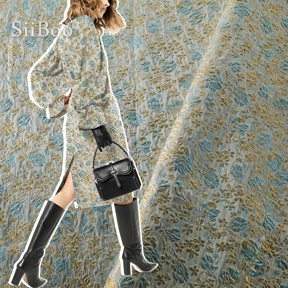 Роскошная дизайнерская жаккардовая ткань для платья пальто костюмы серебристый