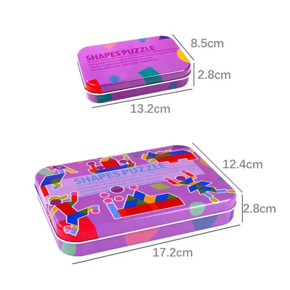 Baby Toys Wooden 3d Puzzle Intellectual Wooden Tangram with Geometric Pattern Animal Shape Kids Gift Children Educational Toy