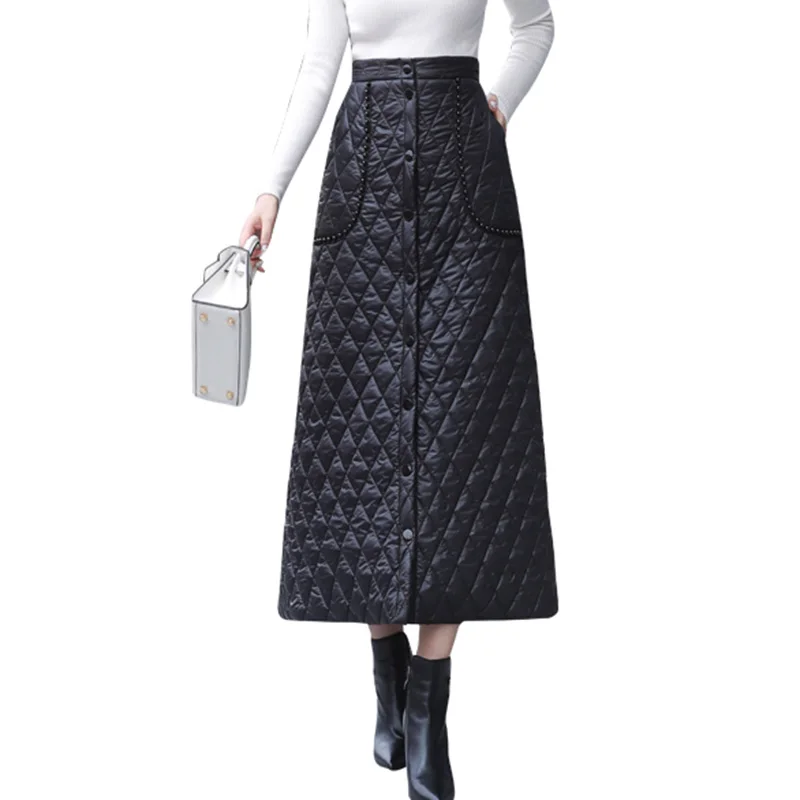 Женская юбка карандаш с эластичной резинкой на талии Saias Longa 4XL теплая хлопковая