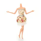 Кружевное платье с большим цветком и принтом для кукол Барби, аксессуары для девочек на день рождения, Рождество, лучший подарок, 1 шт.