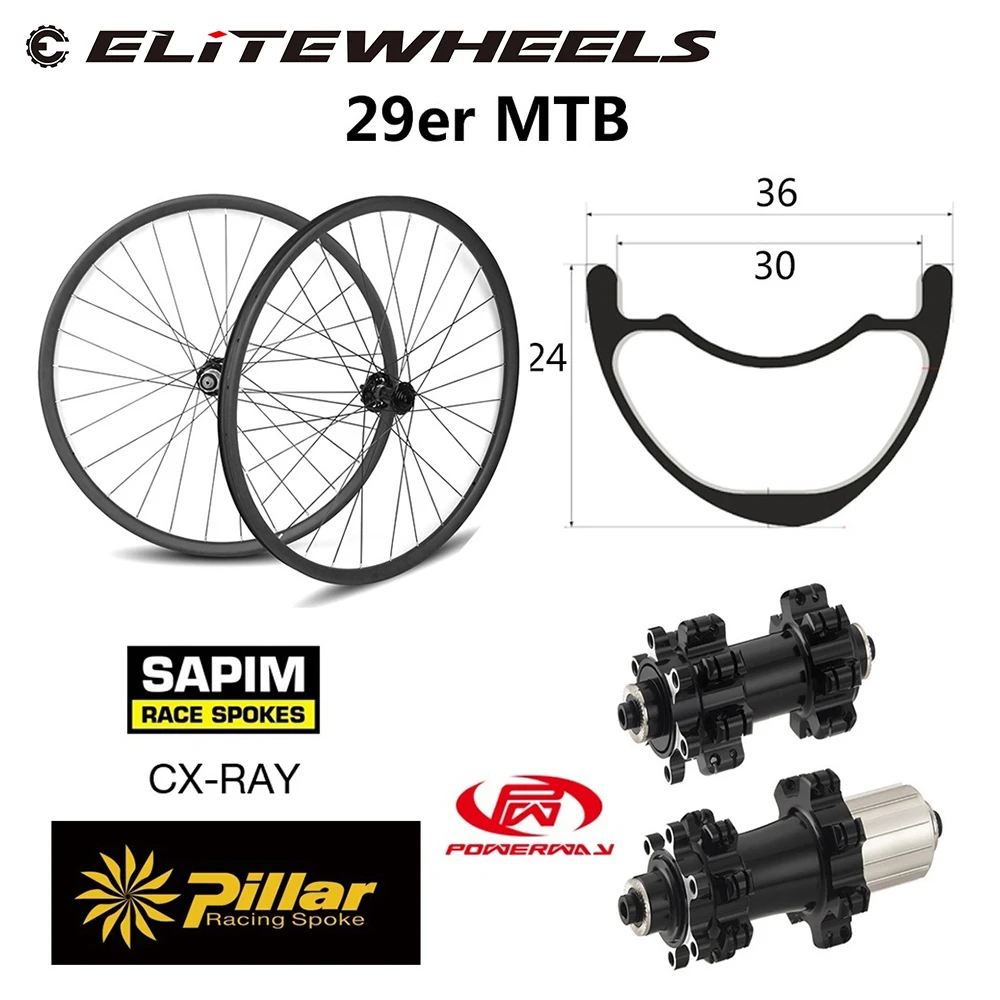 ELITEWHEELS 29er MTB XC AM горный велосипед углеродное колесо Тайвань Powerway M42 прямой Тяговый