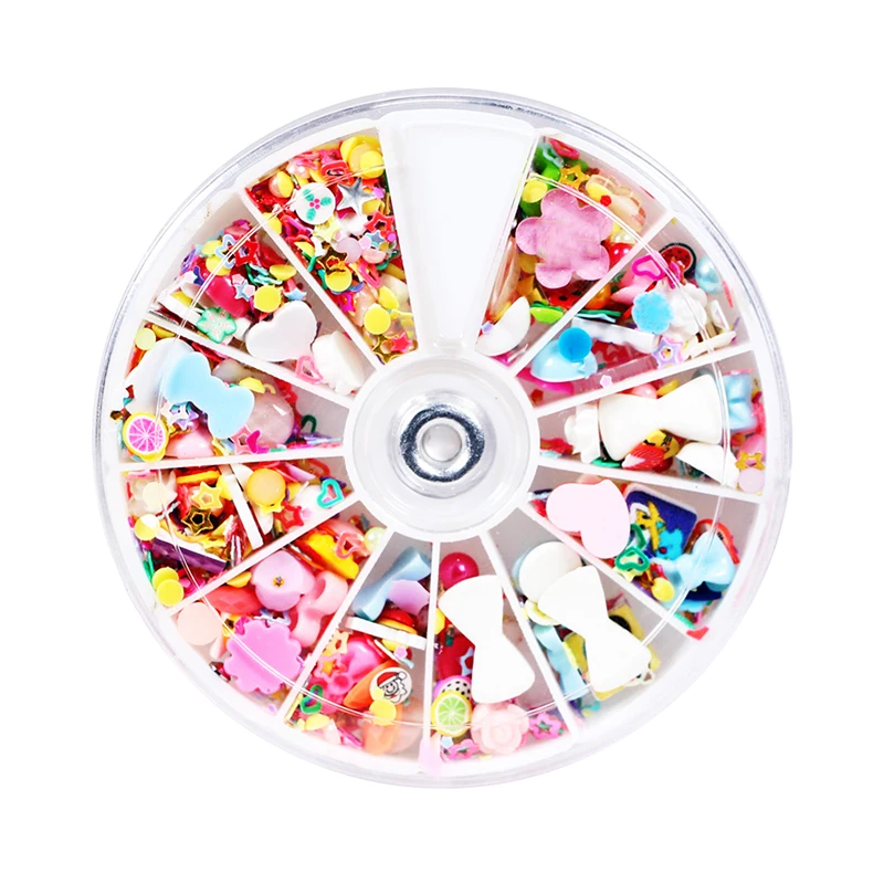 Полимерная глина фрукты цветок ломтики 3D украшение для ногтей колесо 12 шаблонов