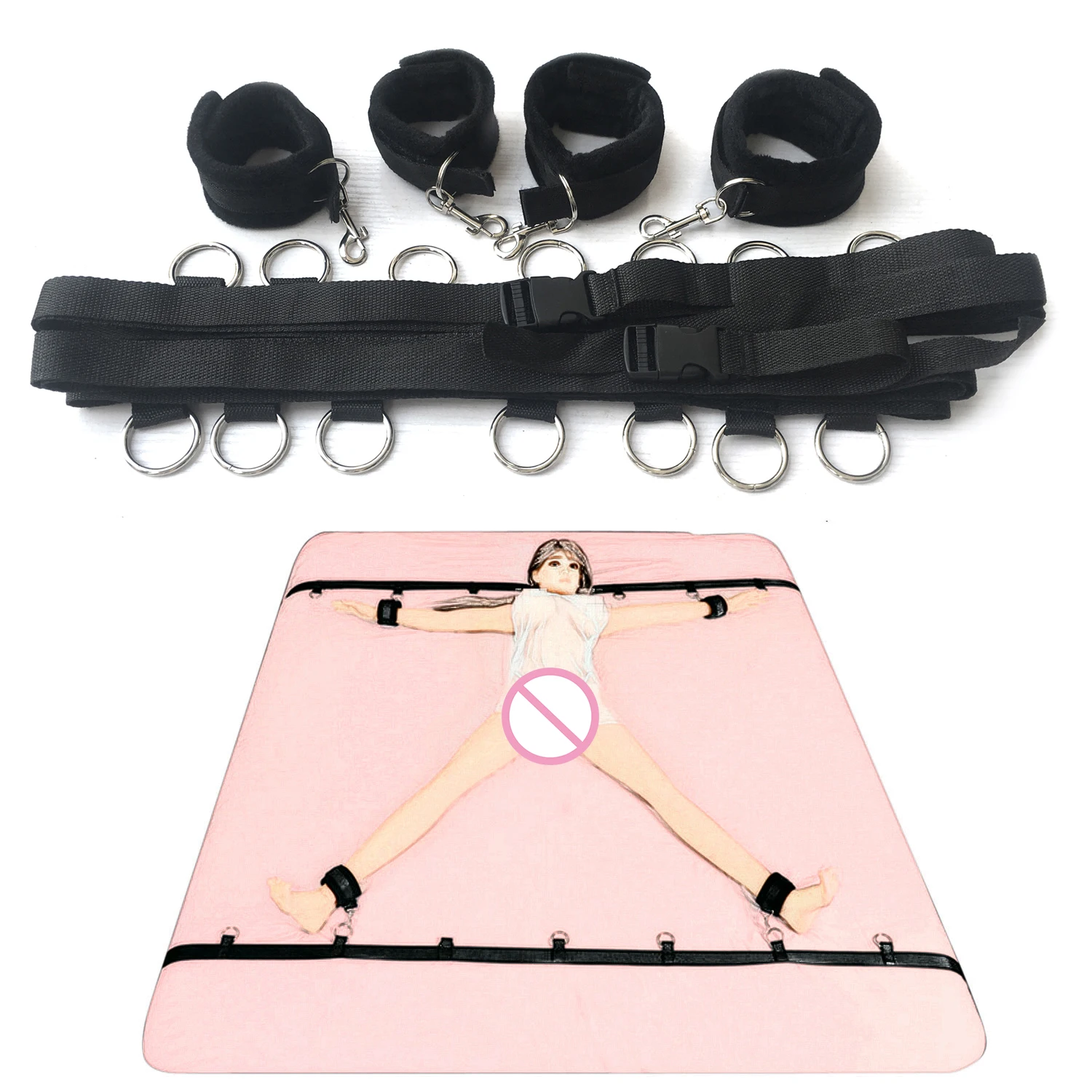 

Sexy Lingerie Handcuffs Erotic Under Bed BDSM Bondage Restraint Set System Games Sex Toys For Couples Adult Wrists & Ankle Cuffs