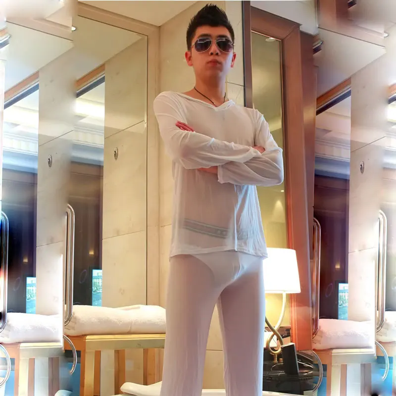 Пижамный мужской комплект для отдыха сетчатая прозрачная Пижама Мужская пижама