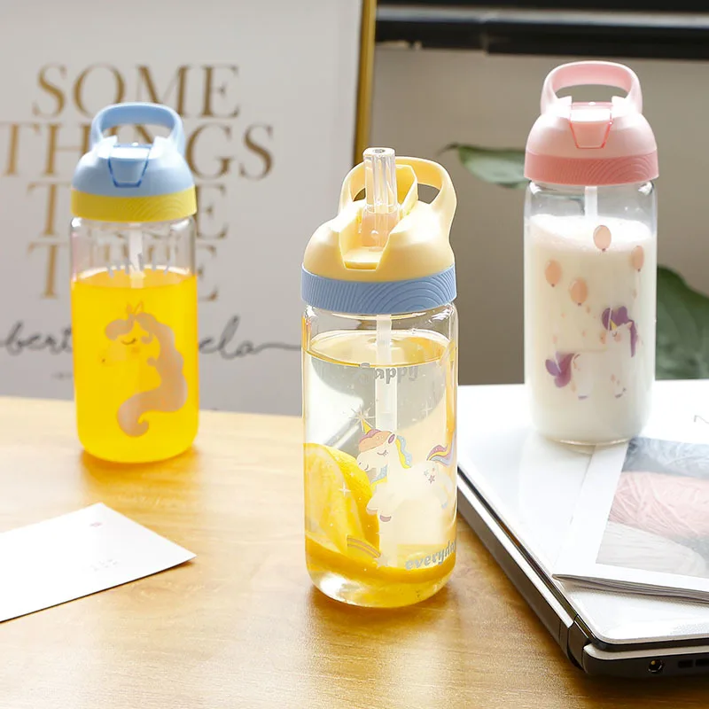 Стеклянная бутылка с соломинкой в виде единорога портативная кружка для