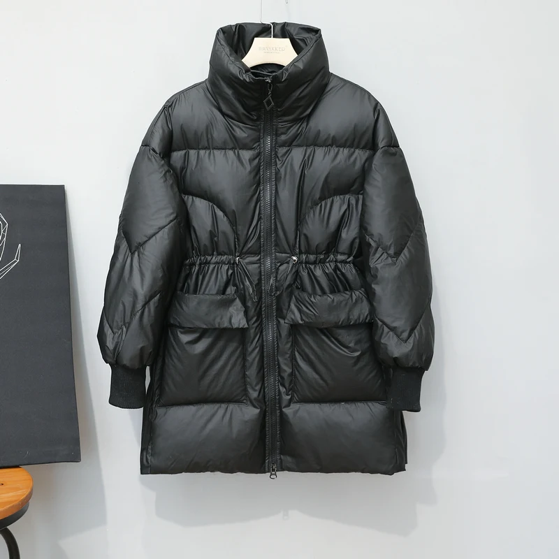 2022 New Ladies Casual Fashion Down Jacket White Duck Down Loose Casual Coat Winter Warm Plus Velvet Thick Puffer Coat
