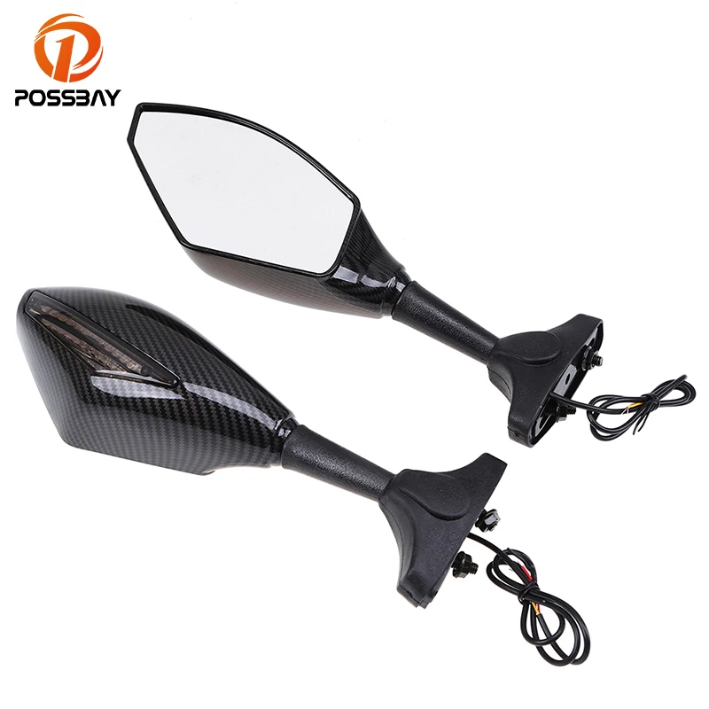 Posbay Кафе Racer зеркала для Honda Suzuki Kawasaki Yamaha светодиодный индикатор мотоцикл