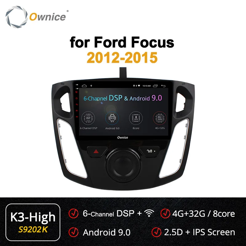 S9202 K3-High Ownice k3 k5 k6 Octa 8 ядерный Android 9,0 360 панорама DSP Автомагнитола gps Navi для ford 2012- Focus 3 DVD 4G LTE SPDIF - Цвет: S9202 K3-High