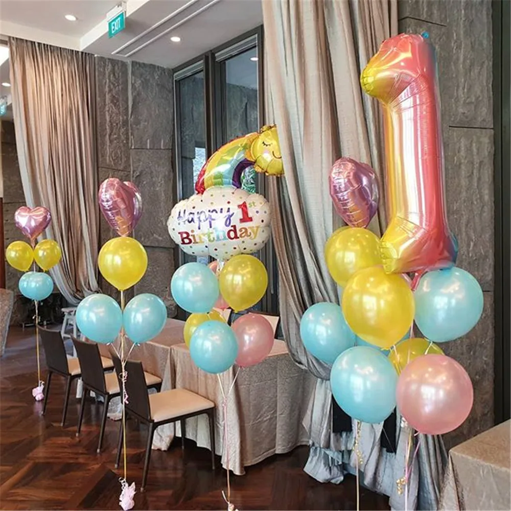 

40inch Number 1 Baby Shower rose Gold Silver Pink black Digit Helium Balloon 1st Birthday Party Decor Supplies Balloons