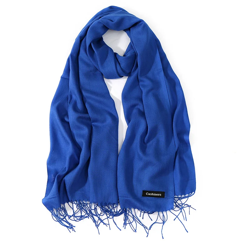 

2019 New Luxury Brand Women Cashmere Solid Beach Scarf Spring /Summer Thin Pashmina Shawls and Wrap Female Foulard Hijab Stoles
