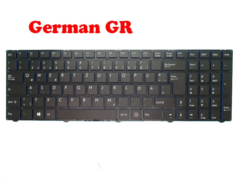 

Клавиатура для ноутбука Pegatron D15S V150062SK1 GR 0KN0-1B4GE11 без рамки, новая немецкая GR/UK 0KN0-1B4UK11