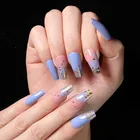 24 шт., накладки для ногтей, Платиновый порошок