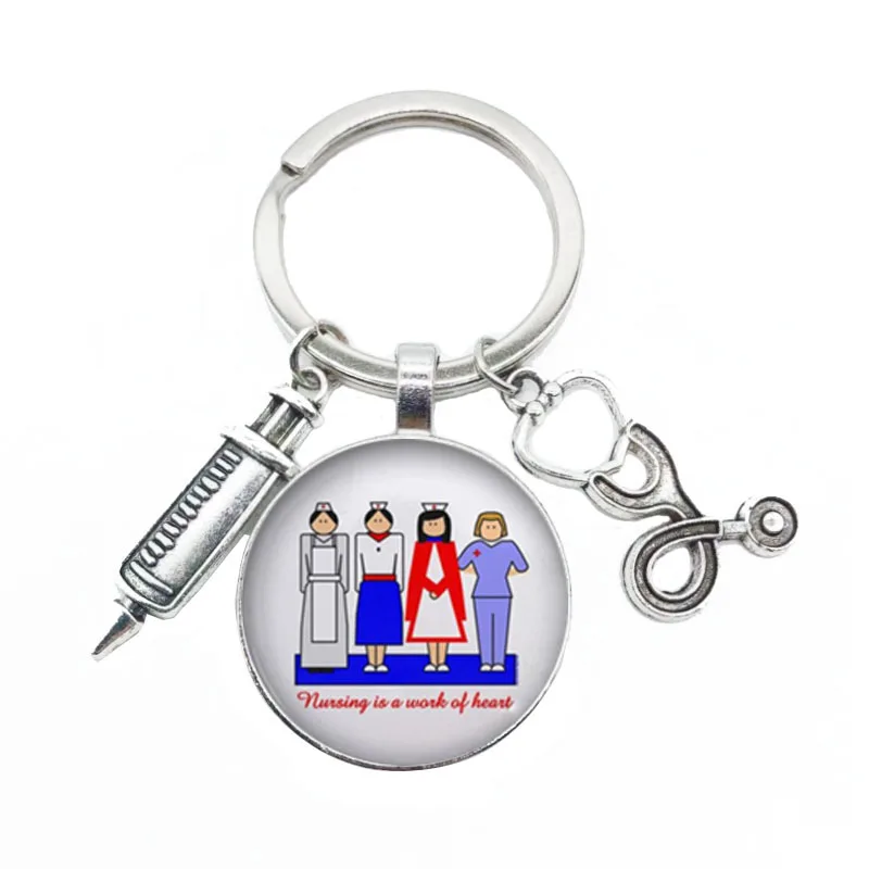 Брелок для медсестер с узором в виде сердца медицинский стетоскоп шприц
