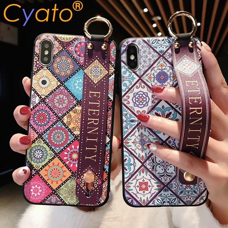 Мягкий чехол из ТПУ с ремешком на запястье для телефона Samsung Galaxy S10 S9 S8 Plus Note 8 9