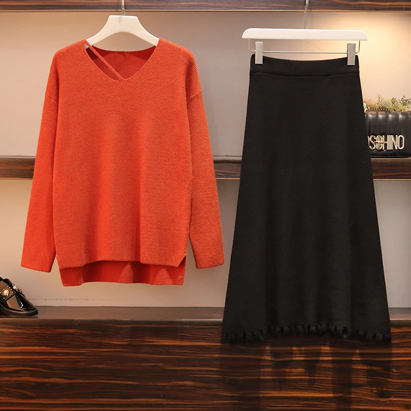 Женский трикотажный комплект из двух предметов повседневный однотонный