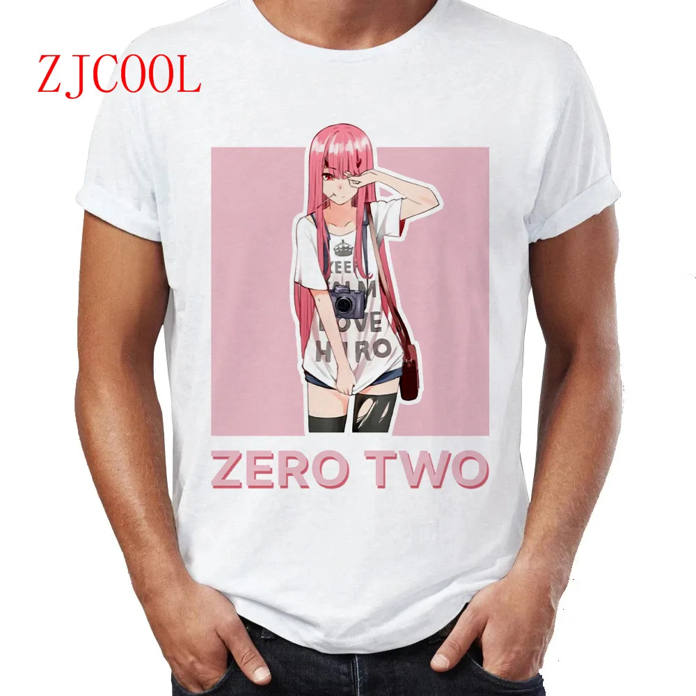 

Cute Pink Anime Zero Two t shirt Harajuku Aesthetic Japanese Eyes Tee 002 Oversized Top Darling in the Franxx T-shirt Female/Man