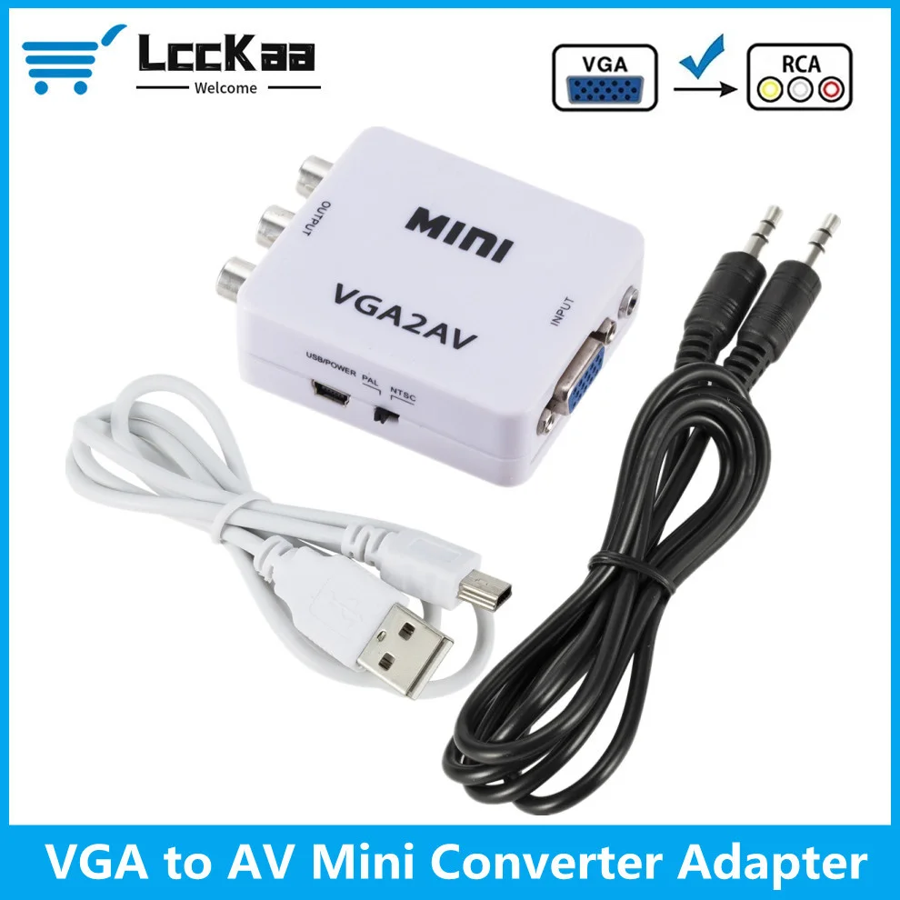 Мини конвертер LccKaa VGA AV с 3 5 мм аудио 1080P HD преобразователь для ПК на ТВ компьютер