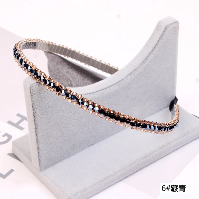 Блестящая Роскошная лента для волос со стразами девочек ручная работа бисер