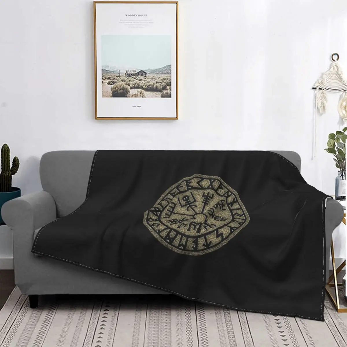 

Vegvisir-Manta con símbolo nórdico de brújula vikinga, colcha de cama a cuadros, toalla de playa, Sudadera con capucha, ropa de
