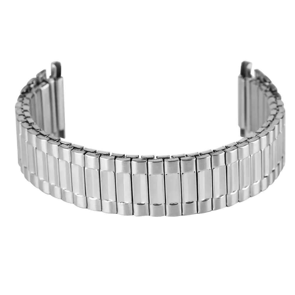 Silver Gold Elastic Watch Strap Extension Stainless Steel Replacements Watch Band Men Women Bangle No Buckle Silver Clock Bands