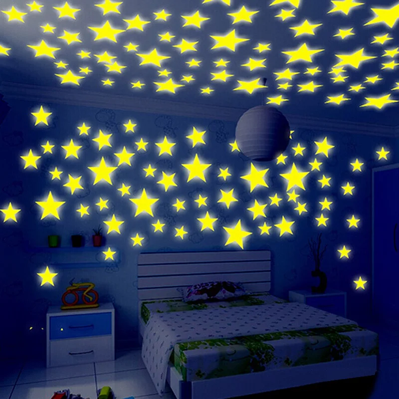 3D светящаяся наклейка для стены флуоресцентные настенные наклейки детской