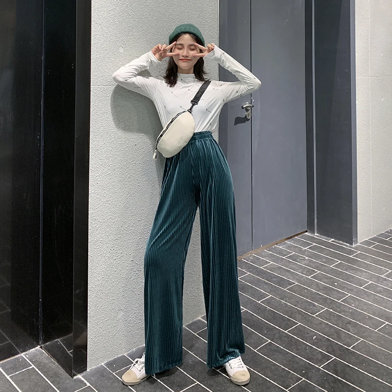 KINOMI женские осенние зимние шикарные широкие брюки повседневные элегантные