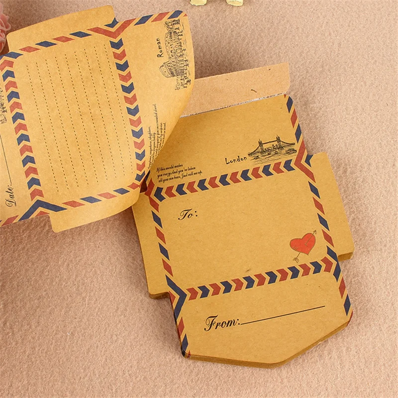 

Box Vintage Story Kraft Cards DIY Greeting Graffiti Word Card Invitations Envelope Note Guestbook thank you cards