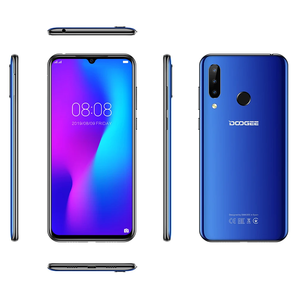 Doogee N20 мобильный телефон 6," экран капли 16 МП Тройная задняя камера 4350 мАч 4 Гб+ 64 Гб Восьмиядерный 10 Вт Зарядка 4G смартфон