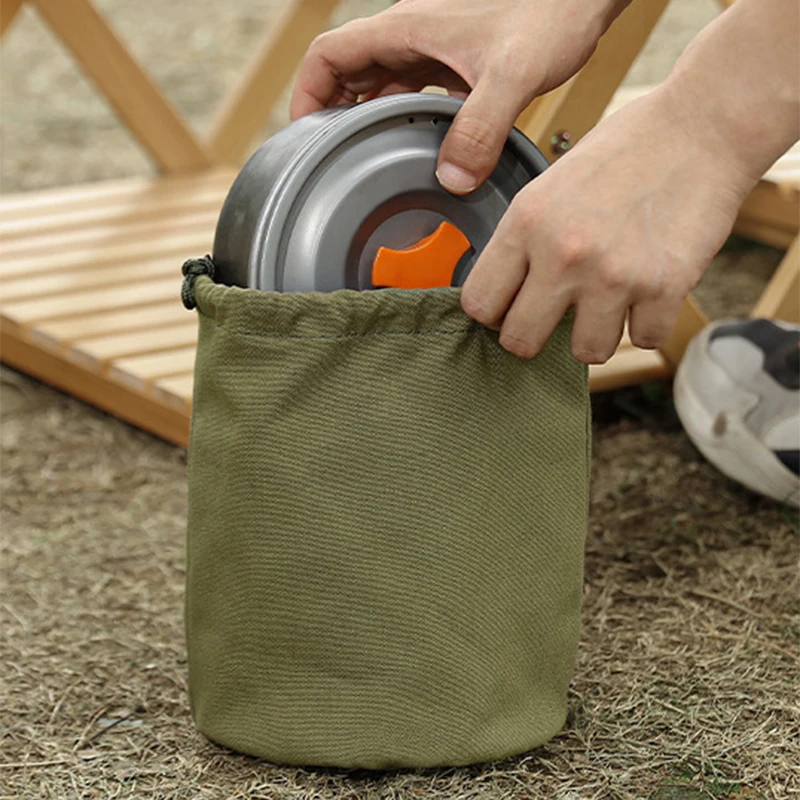

Canvas Cloth Drawstring Storage Bag Portable Large Capacity Canvas Bag Outdoor Camping Tableware Sundries Storage Bag SM