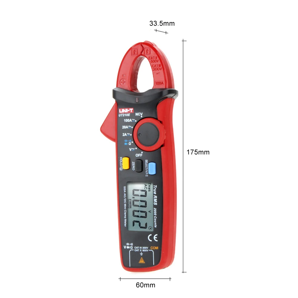 

UNI-T UT210E Mini Digital Handheld Clamp Multimeter Backlight LCD True RMS Voltmeter Ammeter Ohmmeter AC/DC Voltage Current