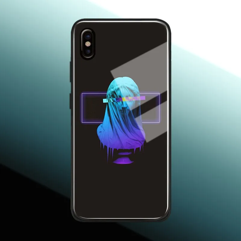 Неоновый чехол для телефона в стиле Триппи модный стеклянный Мягкий силиконовый