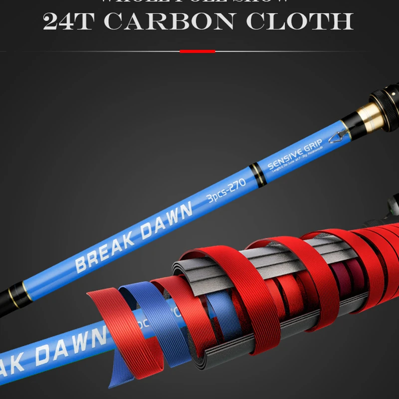 BAKAWA Travel Lure Rod 24T Carbon Fiber 3 Section Casting Spinning Telescopic Fishing Pole M Power 1.8/2.1/2.4/2.7/3.0M Pesca | Спорт и